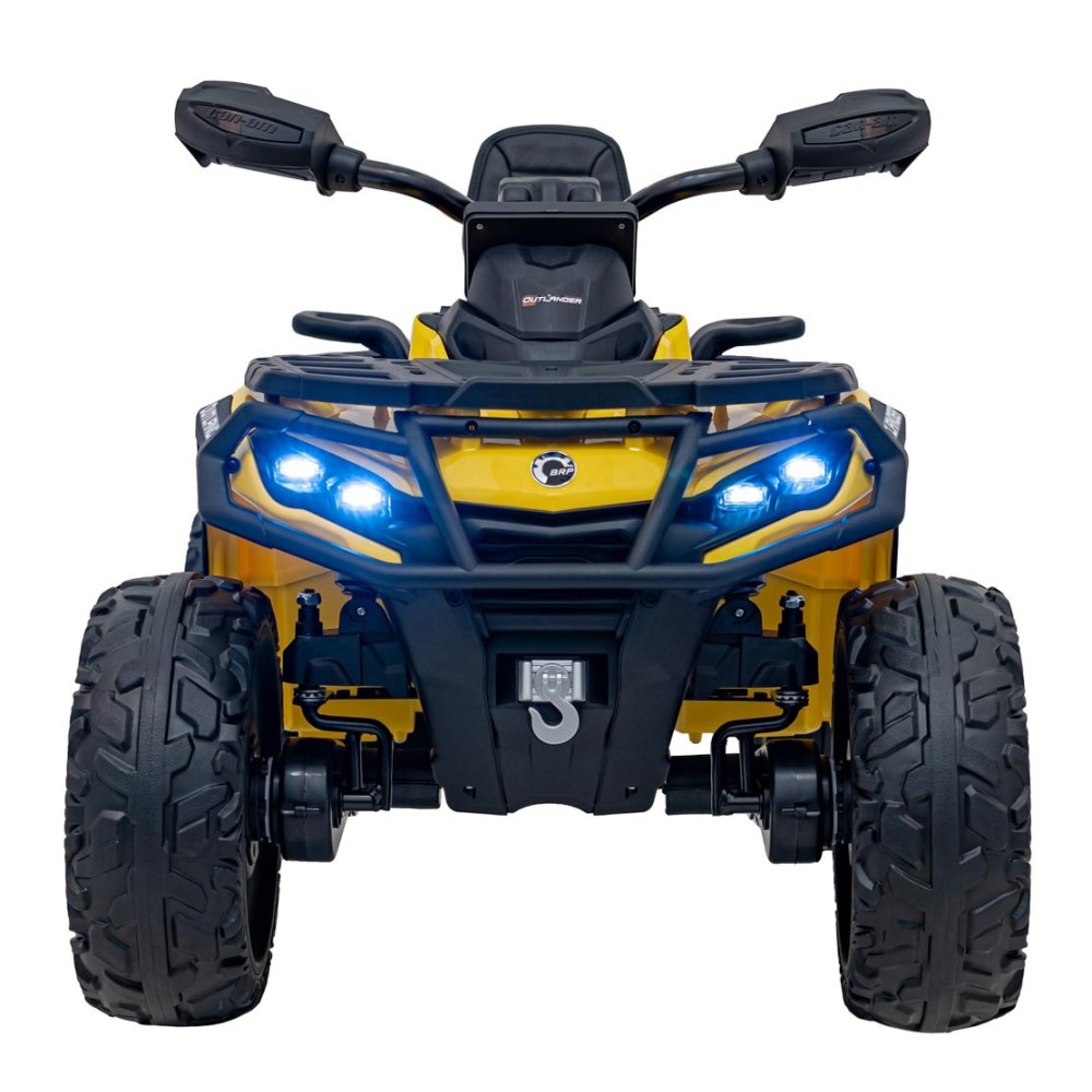 JOKO Elektrická Štvorkolka Can Am Outlander ATV 4x4, 4x200W penové kolesá, kožené sedadlo, nosnosť 50kg, žltá