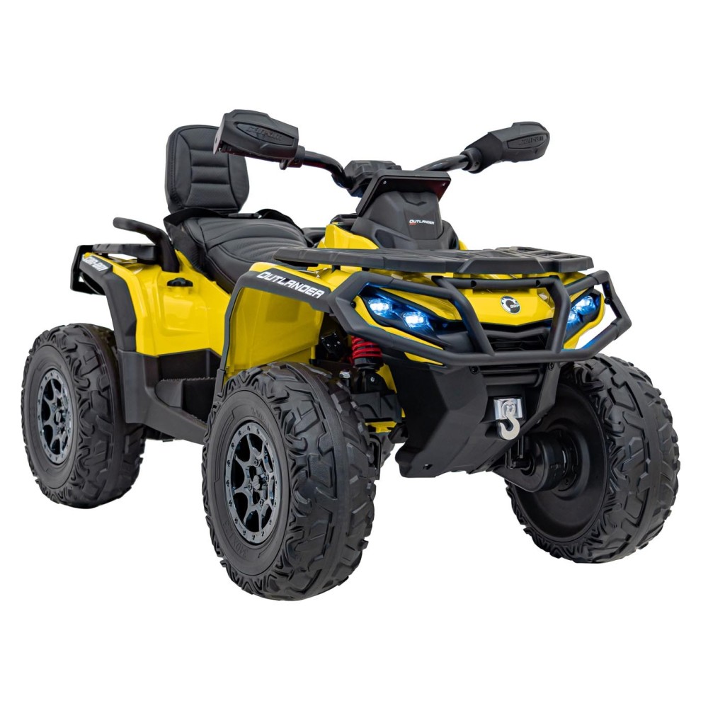 JOKO Elektrická Štvorkolka Can Am Outlander ATV 4x4, 4x200W penové kolesá, kožené sedadlo, nosnosť 50kg, žltá