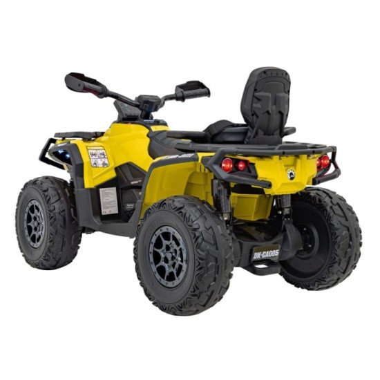 JOKO Elektrická Štvorkolka Can Am Outlander ATV 4x4, 4x200W penové kolesá, kožené sedadlo, nosnosť 50kg, žltá