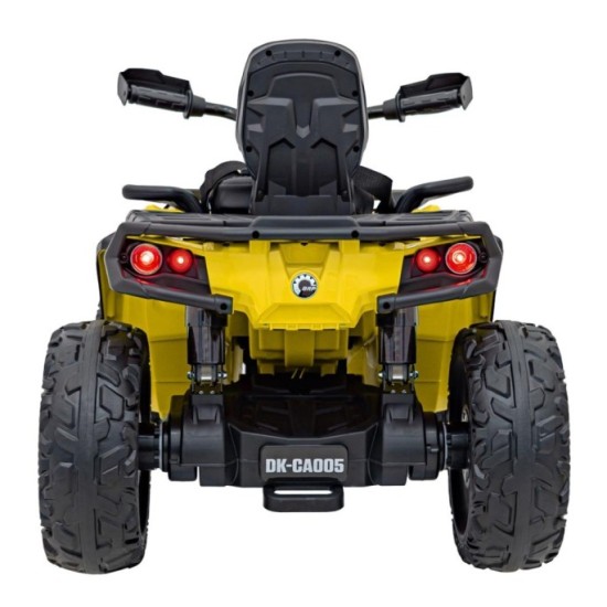 JOKO Elektrická Štvorkolka Can Am Outlander ATV 4x4, 4x200W penové kolesá, kožené sedadlo, nosnosť 50kg, žltá