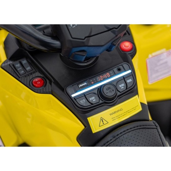 JOKO Elektrická Štvorkolka Can Am Outlander ATV 4x4, 4x200W penové kolesá, kožené sedadlo, nosnosť 50kg, žltá