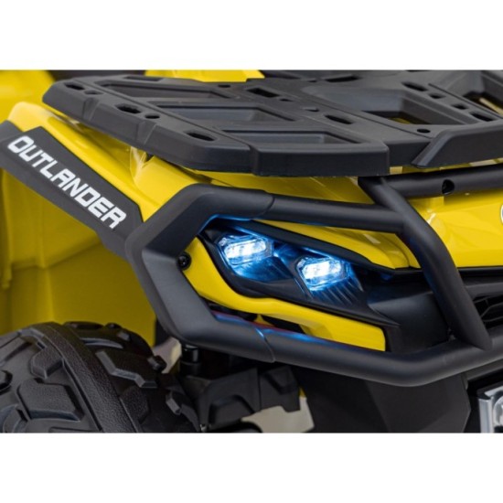 JOKO Elektrická Štvorkolka Can Am Outlander ATV 4x4, 4x200W penové kolesá, kožené sedadlo, nosnosť 50kg, žltá