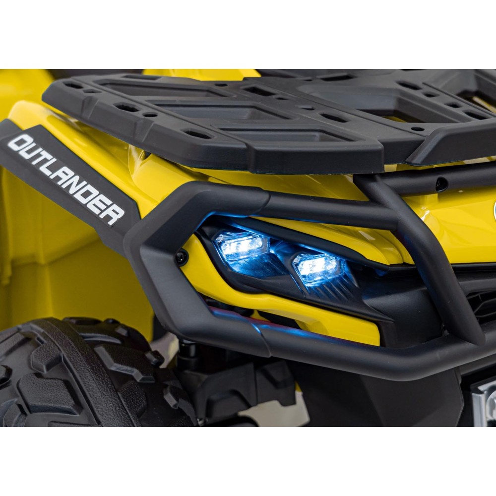 JOKO Elektrická Štvorkolka Can Am Outlander ATV 4x4, 4x200W penové kolesá, kožené sedadlo, nosnosť 50kg, žltá
