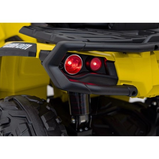 JOKO Elektrická Štvorkolka Can Am Outlander ATV 4x4, 4x200W penové kolesá, kožené sedadlo, nosnosť 50kg, žltá