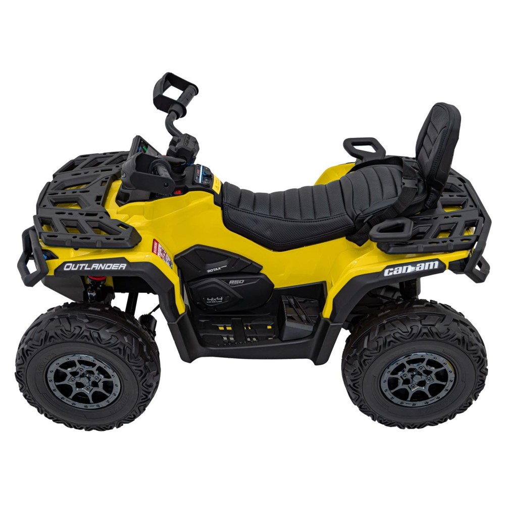 JOKO Elektrická Štvorkolka Can Am Outlander ATV 4x4, 4x200W penové kolesá, kožené sedadlo, nosnosť 50kg, žltá