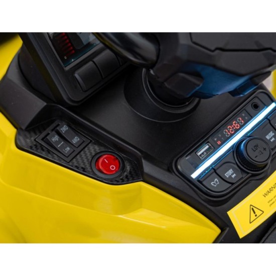 JOKO Elektrická Štvorkolka Can Am Outlander ATV 4x4, 4x200W penové kolesá, kožené sedadlo, nosnosť 50kg, žltá