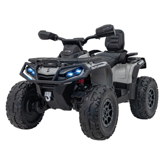 JOKO Elektrická Štvorkolka Can Am Outlander ATV 4x4, 4x200W penové kolesá, kožené sedadlo, nosnosť 50kg, sivá