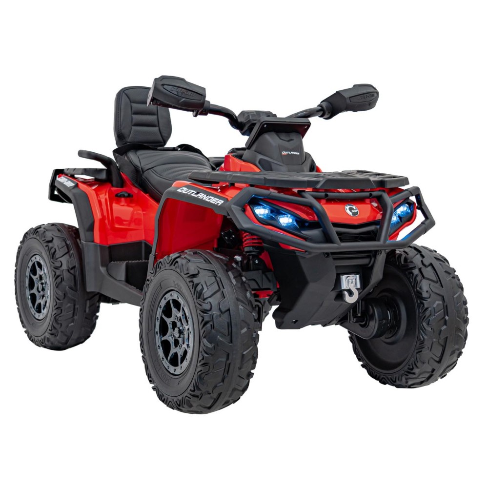 JOKO Elektrická Štvorkolka Can Am Outlander ATV 4x4, 4x200W penové kolesá, kožené sedadlo, nosnosť 50kg, červená