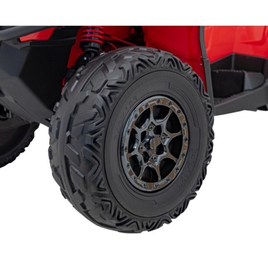 JOKO Elektrická Štvorkolka Can Am Outlander ATV 4x4, 4x200W penové kolesá, kožené sedadlo, nosnosť 50kg, červená