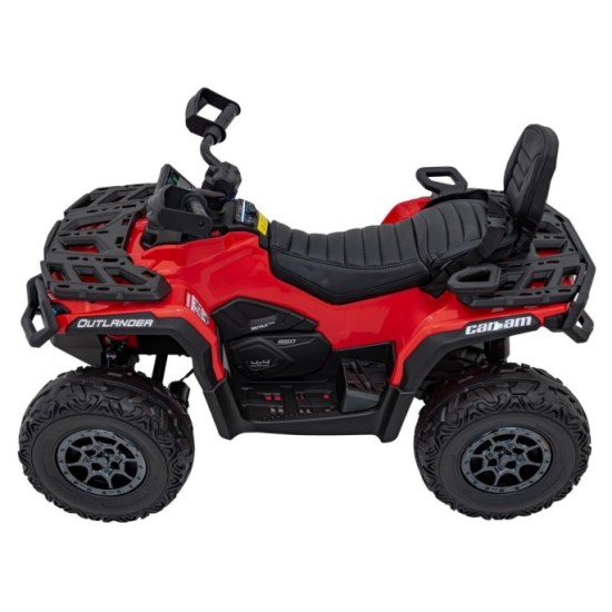 JOKO Elektrická Štvorkolka Can Am Outlander ATV 4x45W, penové kolesá, kožené sedadlo, nosnosť 50kg, Diaľkové ovládanie, červená