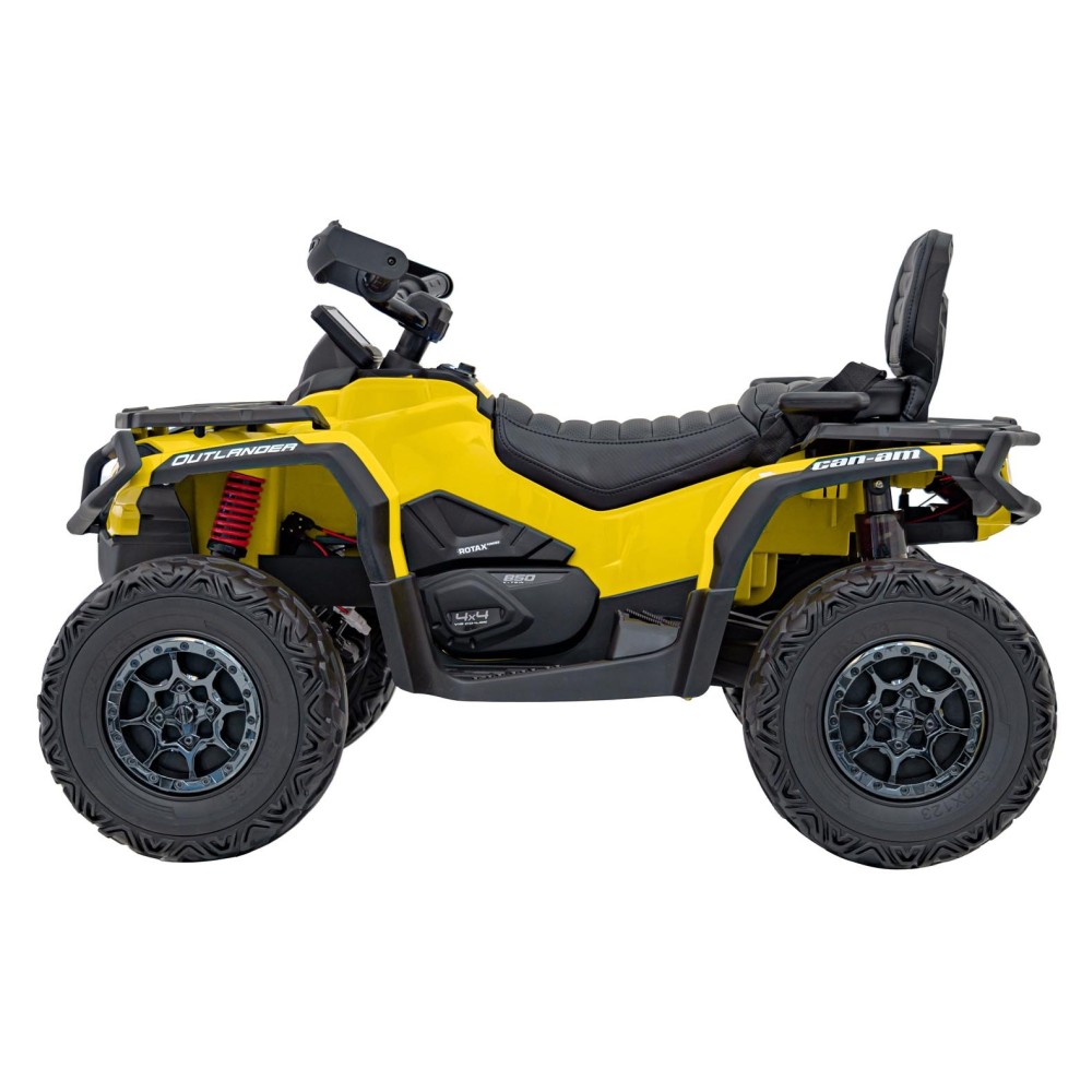 JOKO Elektrická Štvorkolka Can Am Outlander ATV 4x45W, penové kolesá, kožené sedadlo, nosnosť 50kg, Diaľkové ovládanie, žltá