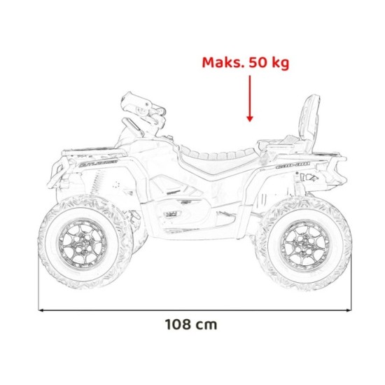 JOKO Elektrická Štvorkolka Can Am Outlander ATV 4x45W, penové kolesá, kožené sedadlo, nosnosť 50kg, Diaľkové ovládanie, modrá