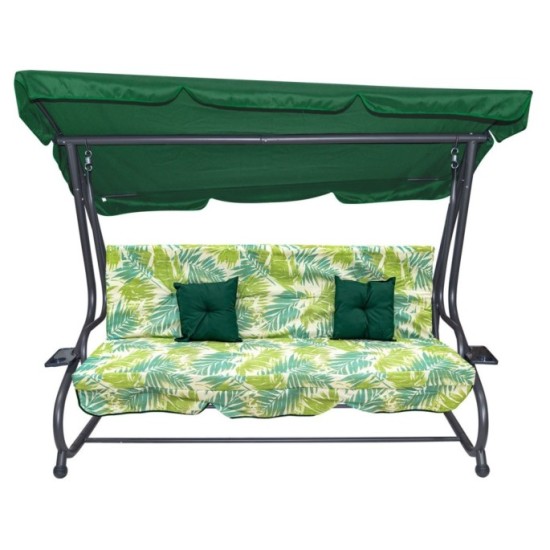 RAMIZ Záhradná hojdačka, polohovateľná, nosnosť 300kg, zelená palma