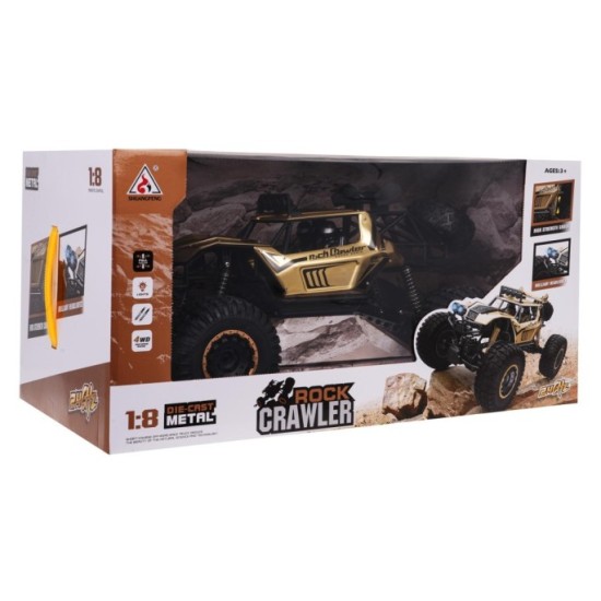 JOKO Veľký RC Kovový Jeep Mega Crawler 1:8 na diaľkové ovládanie s LED svetlom, 49cm, zlatý