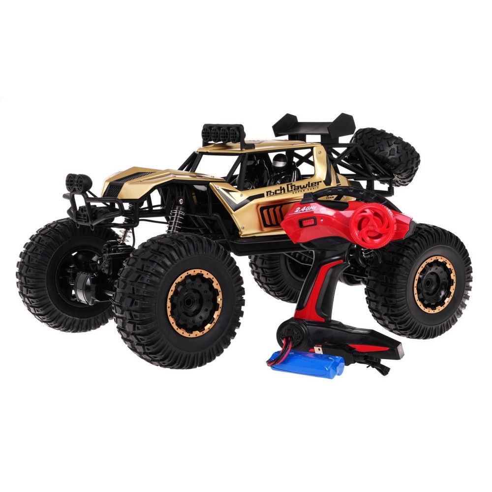 JOKO Veľký RC Kovový Jeep Mega Crawler 1:8 na diaľkové ovládanie s LED svetlom, 49cm, zlatý