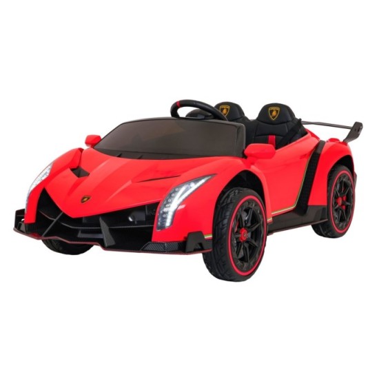 JOKO Elektrické autíčko Lamborghini Veneno 4x4, penové kolesá, kožené sedadlo, Efekt HOJDANIA, nosnosť 50kg, červené