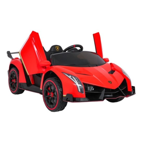 JOKO Elektrické autíčko Lamborghini Veneno 4x4, penové kolesá, kožené sedadlo, Efekt HOJDANIA, nosnosť 50kg, červené