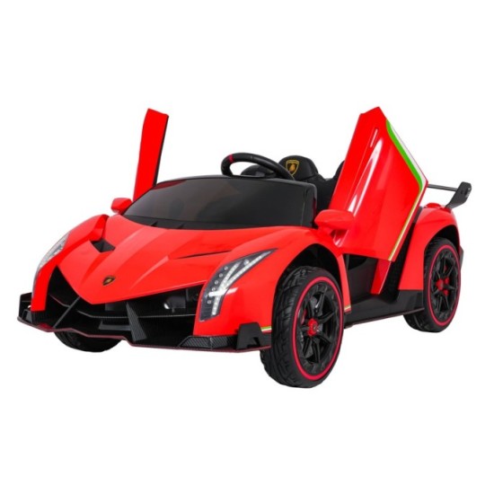 JOKO Elektrické autíčko Lamborghini Veneno 4x4, penové kolesá, kožené sedadlo, Efekt HOJDANIA, nosnosť 50kg, červené