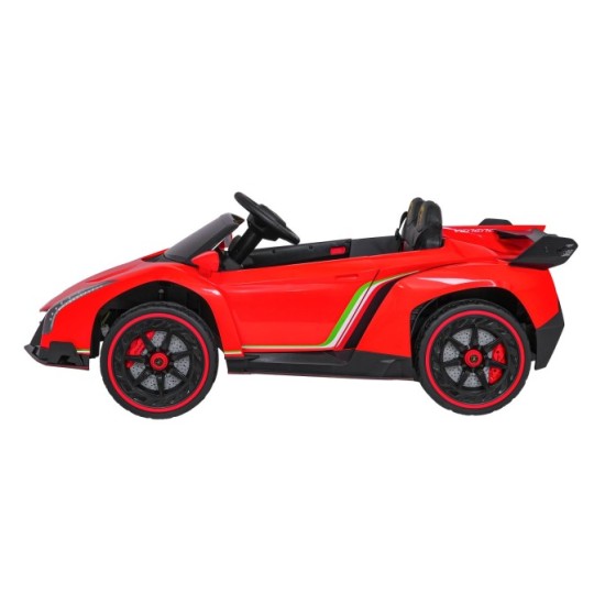 JOKO Elektrické autíčko Lamborghini Veneno 4x4, penové kolesá, kožené sedadlo, Efekt HOJDANIA, nosnosť 50kg, červené