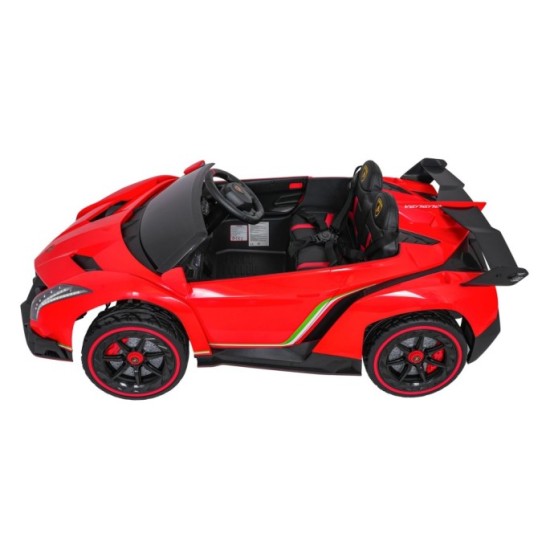JOKO Elektrické autíčko Lamborghini Veneno 4x4, penové kolesá, kožené sedadlo, Efekt HOJDANIA, nosnosť 50kg, červené