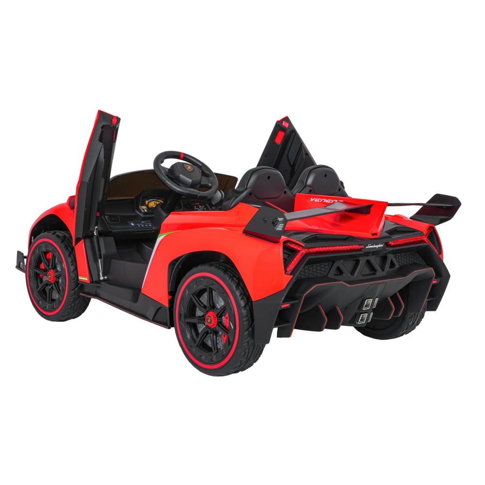 JOKO Elektrické autíčko Lamborghini Veneno 4x4, penové kolesá, kožené sedadlo, Efekt HOJDANIA, nosnosť 50kg, červené