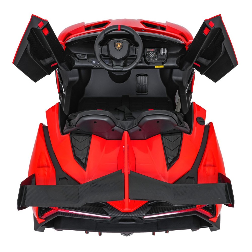 JOKO Elektrické autíčko Lamborghini Veneno 4x4, penové kolesá, kožené sedadlo, Efekt HOJDANIA, nosnosť 50kg, červené