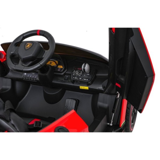 JOKO Elektrické autíčko Lamborghini Veneno 4x4, penové kolesá, kožené sedadlo, Efekt HOJDANIA, nosnosť 50kg, červené