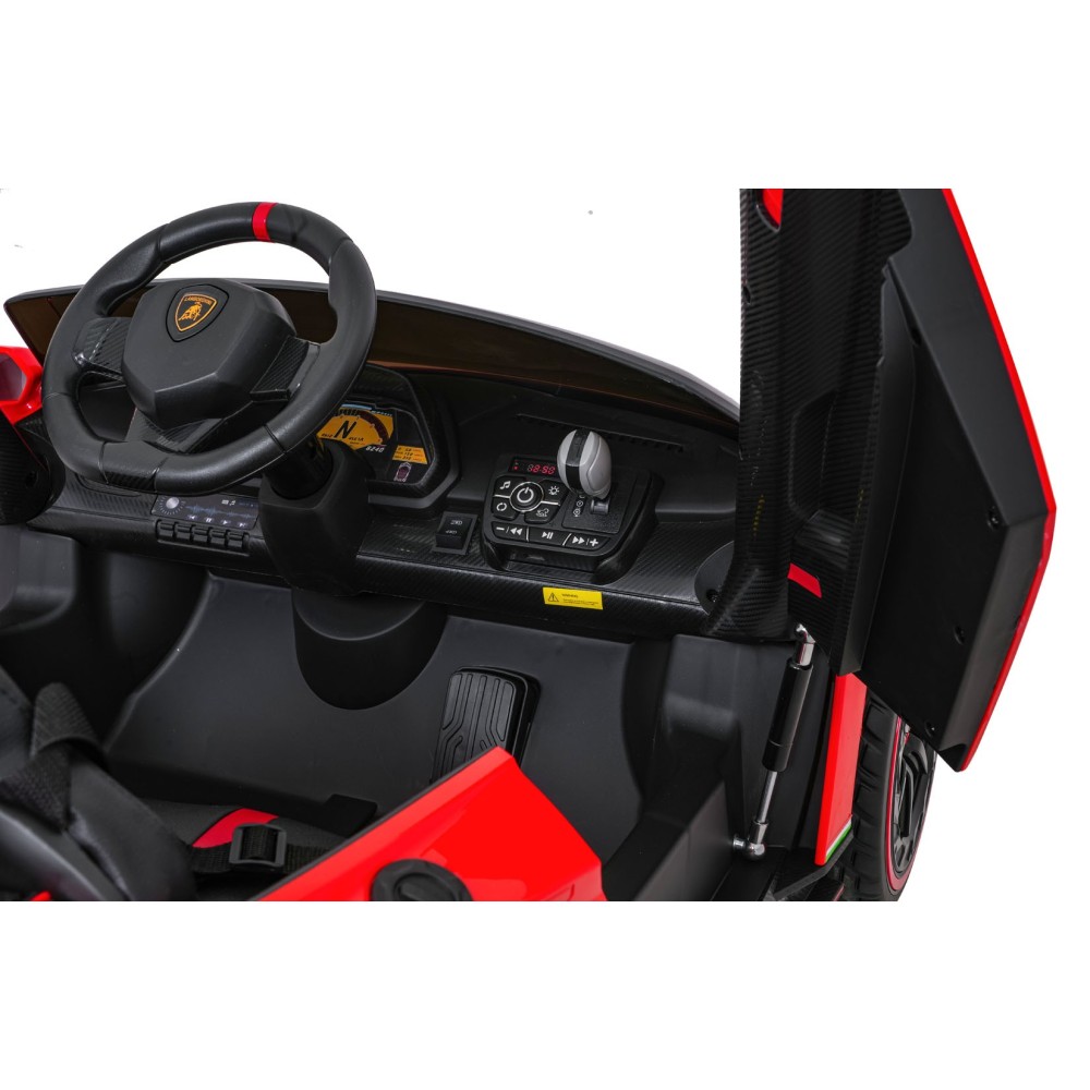 JOKO Elektrické autíčko Lamborghini Veneno 4x4, penové kolesá, kožené sedadlo, Efekt HOJDANIA, nosnosť 50kg, červené