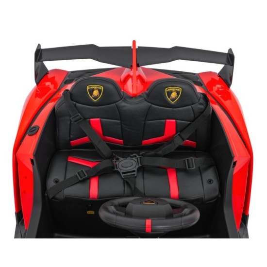 JOKO Elektrické autíčko Lamborghini Veneno 4x4, penové kolesá, kožené sedadlo, Efekt HOJDANIA, nosnosť 50kg, červené