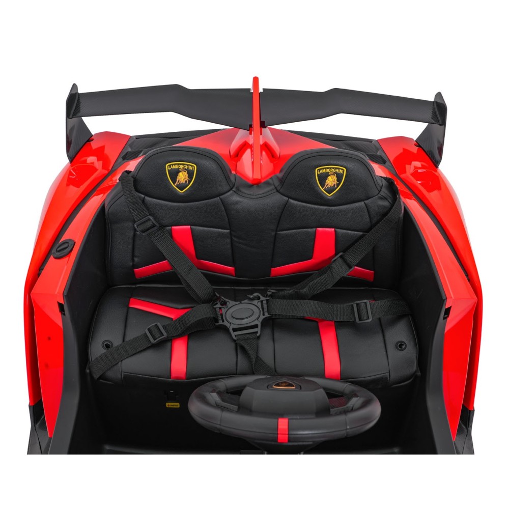 JOKO Elektrické autíčko Lamborghini Veneno 4x4, penové kolesá, kožené sedadlo, Efekt HOJDANIA, nosnosť 50kg, červené