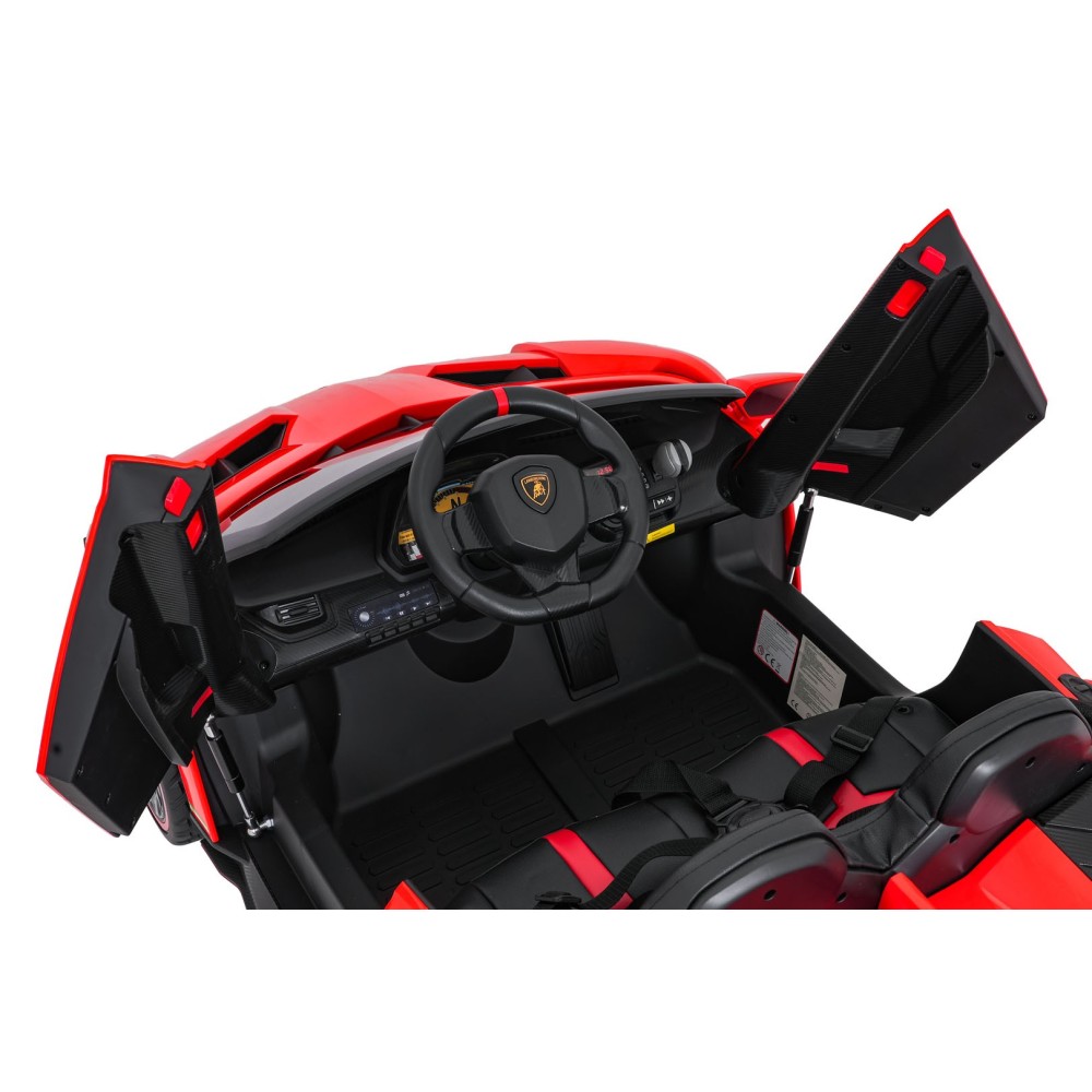 JOKO Elektrické autíčko Lamborghini Veneno 4x4, penové kolesá, kožené sedadlo, Efekt HOJDANIA, nosnosť 50kg, červené