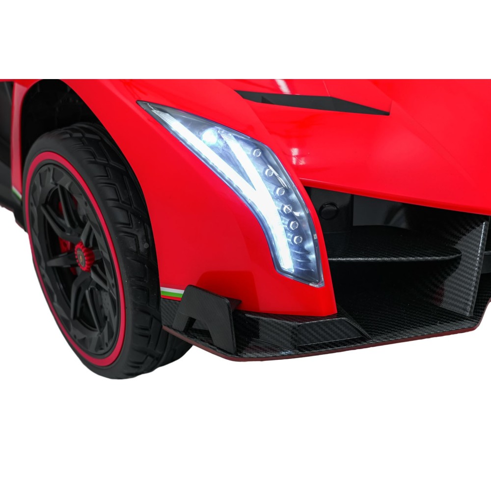 JOKO Elektrické autíčko Lamborghini Veneno 4x4, penové kolesá, kožené sedadlo, Efekt HOJDANIA, nosnosť 50kg, červené