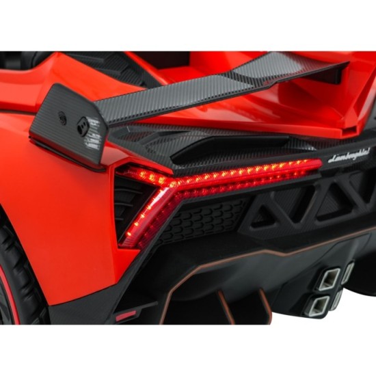 JOKO Elektrické autíčko Lamborghini Veneno 4x4, penové kolesá, kožené sedadlo, Efekt HOJDANIA, nosnosť 50kg, červené