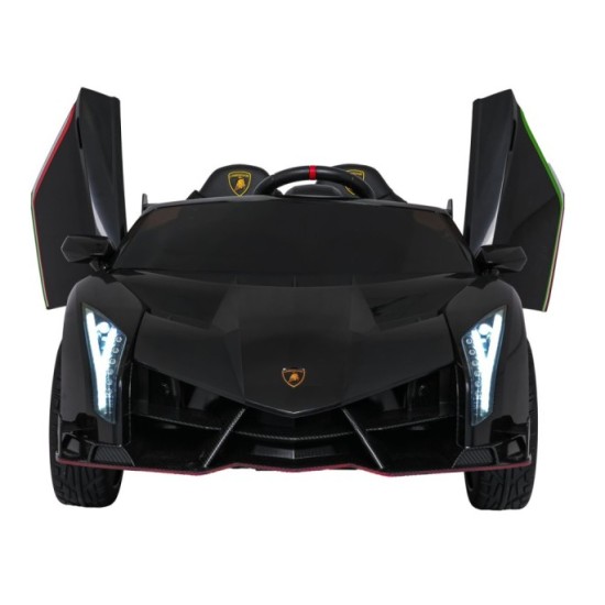 JOKO Elektrické autíčko Lamborghini Veneno 4x4, penové kolesá, kožené sedadlo, Efekt HOJDANIA, nosnosť 50kg, čierne