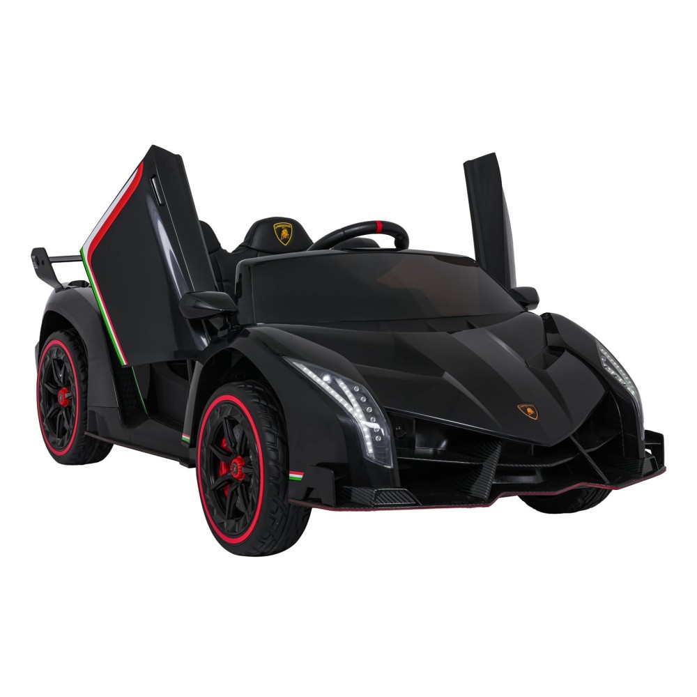 JOKO Elektrické autíčko Lamborghini Veneno 4x4, penové kolesá, kožené sedadlo, Efekt HOJDANIA, nosnosť 50kg, čierne