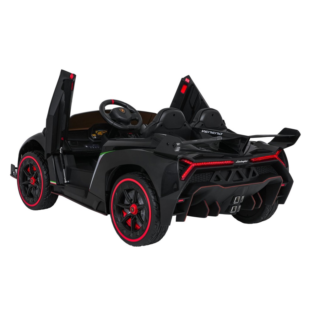 JOKO Elektrické autíčko Lamborghini Veneno 4x4, penové kolesá, kožené sedadlo, Efekt HOJDANIA, nosnosť 50kg, čierne