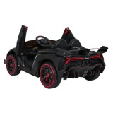 JOKO Elektrické autíčko Lamborghini Veneno 4x4, penové kolesá, kožené sedadlo, Efekt HOJDANIA, nosnosť 50kg, čierne