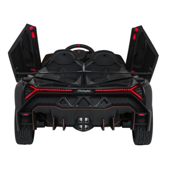 JOKO Elektrické autíčko Lamborghini Veneno 4x4, penové kolesá, kožené sedadlo, Efekt HOJDANIA, nosnosť 50kg, čierne