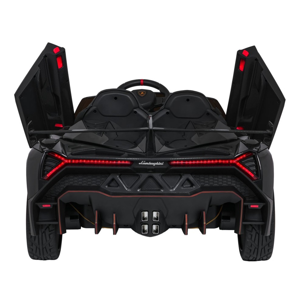 JOKO Elektrické autíčko Lamborghini Veneno 4x4, penové kolesá, kožené sedadlo, Efekt HOJDANIA, nosnosť 50kg, čierne