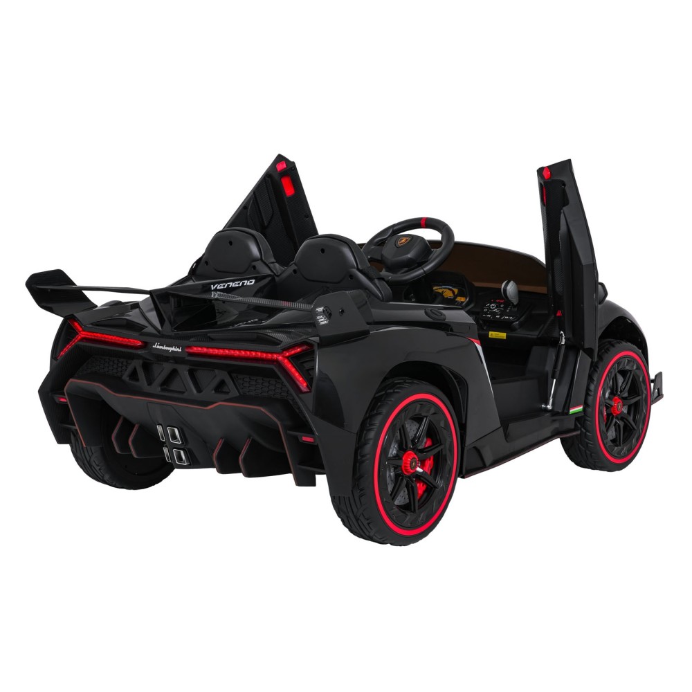 JOKO Elektrické autíčko Lamborghini Veneno 4x4, penové kolesá, kožené sedadlo, Efekt HOJDANIA, nosnosť 50kg, čierne