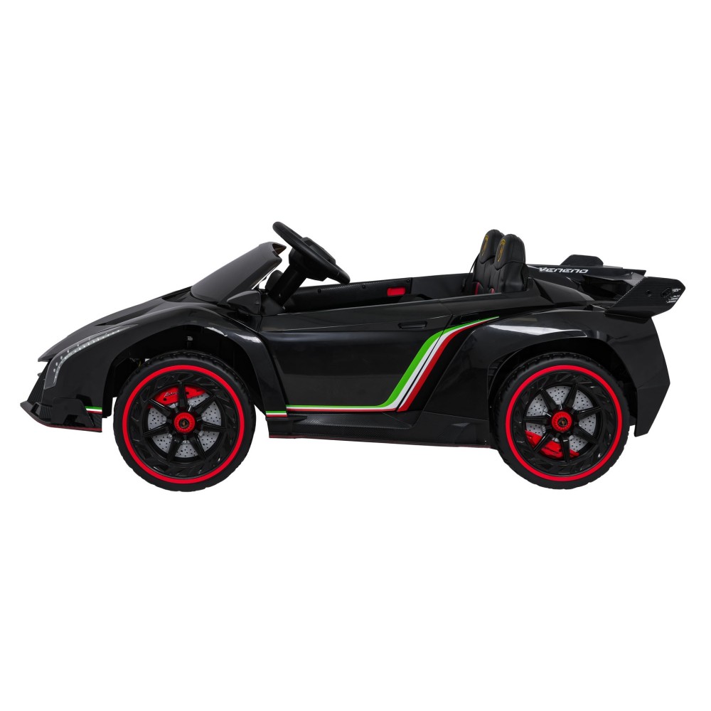 JOKO Elektrické autíčko Lamborghini Veneno 4x4, penové kolesá, kožené sedadlo, Efekt HOJDANIA, nosnosť 50kg, čierne