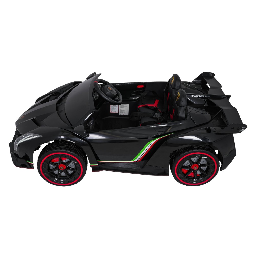 JOKO Elektrické autíčko Lamborghini Veneno 4x4, penové kolesá, kožené sedadlo, Efekt HOJDANIA, nosnosť 50kg, čierne