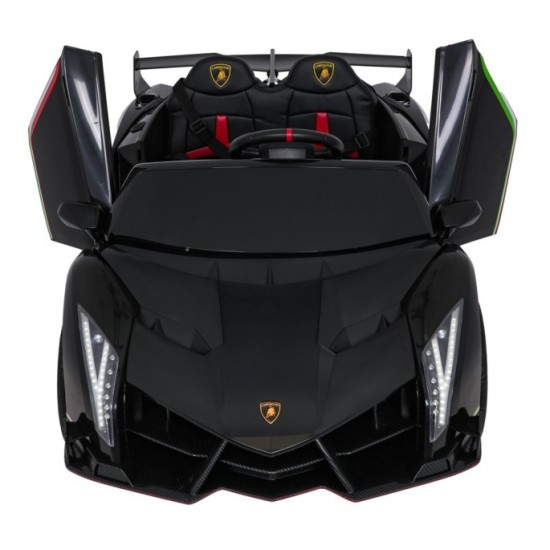 JOKO Elektrické autíčko Lamborghini Veneno 4x4, penové kolesá, kožené sedadlo, Efekt HOJDANIA, nosnosť 50kg, čierne