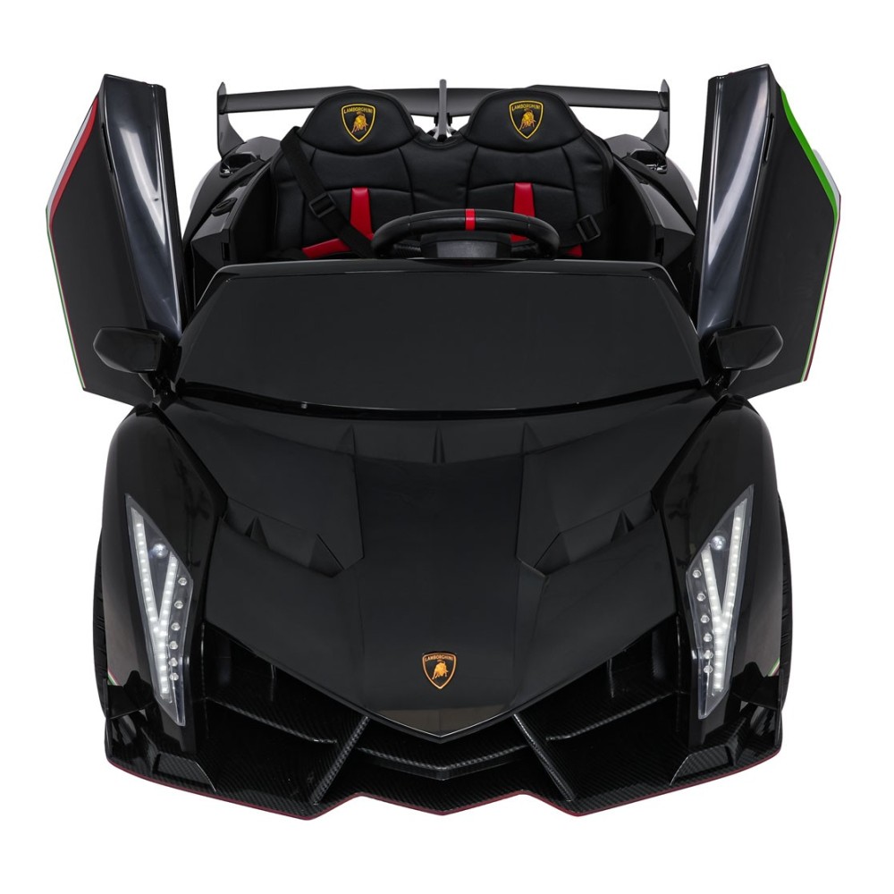 JOKO Elektrické autíčko Lamborghini Veneno 4x4, penové kolesá, kožené sedadlo, Efekt HOJDANIA, nosnosť 50kg, čierne