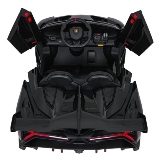 JOKO Elektrické autíčko Lamborghini Veneno 4x4, penové kolesá, kožené sedadlo, Efekt HOJDANIA, nosnosť 50kg, čierne