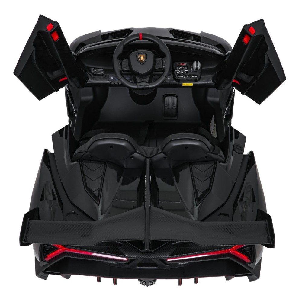 JOKO Elektrické autíčko Lamborghini Veneno 4x4, penové kolesá, kožené sedadlo, Efekt HOJDANIA, nosnosť 50kg, čierne