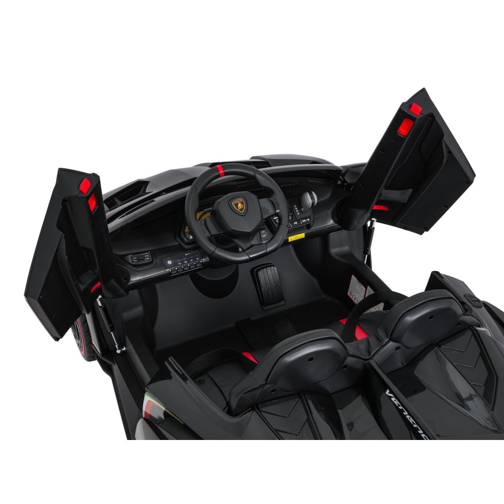 JOKO Elektrické autíčko Lamborghini Veneno 4x4, penové kolesá, kožené sedadlo, Efekt HOJDANIA, nosnosť 50kg, čierne