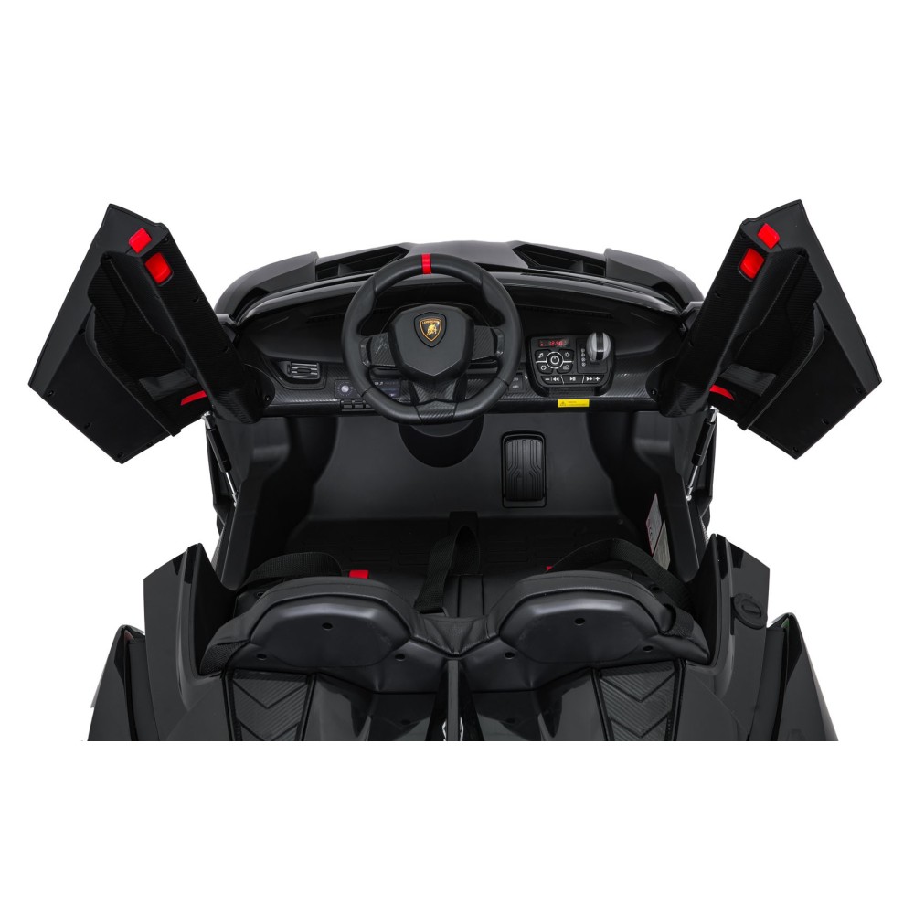 JOKO Elektrické autíčko Lamborghini Veneno 4x4, penové kolesá, kožené sedadlo, Efekt HOJDANIA, nosnosť 50kg, čierne