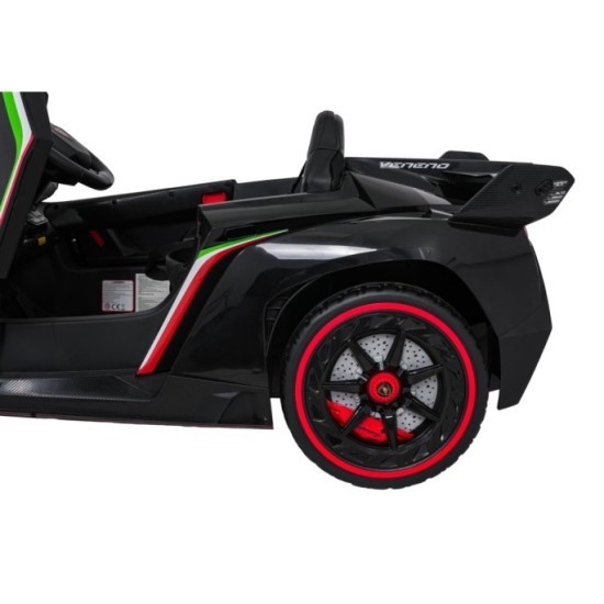 JOKO Elektrické autíčko Lamborghini Veneno 4x4, penové kolesá, kožené sedadlo, Efekt HOJDANIA, nosnosť 50kg, čierne
