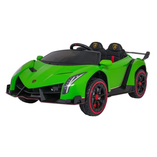 JOKO Elektrické autíčko Lamborghini Veneno 4x4, penové kolesá, kožené sedadlo, Efekt HOJDANIA, nosnosť 50kg, zelené